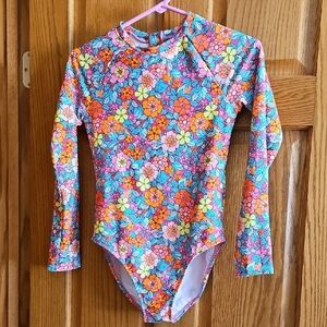 Floral Long Sleeve Kids Swimsuit